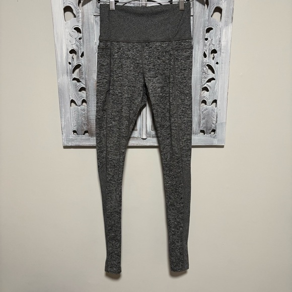 Athleta Exhale Heel Tight Stash Pocket Heather Gray High Waisted Leggings - Picture 4 of 8